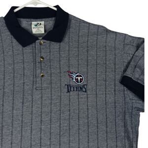 Dynasty Polo Shirt Mens XXL Blue Striped Tennessee Titans Embroidered Knit Sport